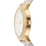 Michael Kors Tibby Analog Silver Dial White Leather Strap Watch for Women - MK1049