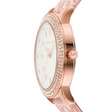 Michael Kors Tibby Silver Dial Pink Leather Strap Watch for Women - MK1050