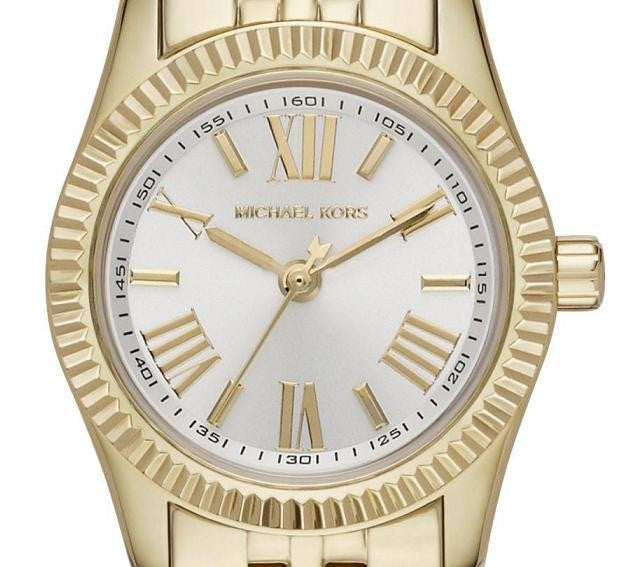 Michael Kors Lexington Quartz Silver Dial Gold Steel Strap Watch For Women - MK3229