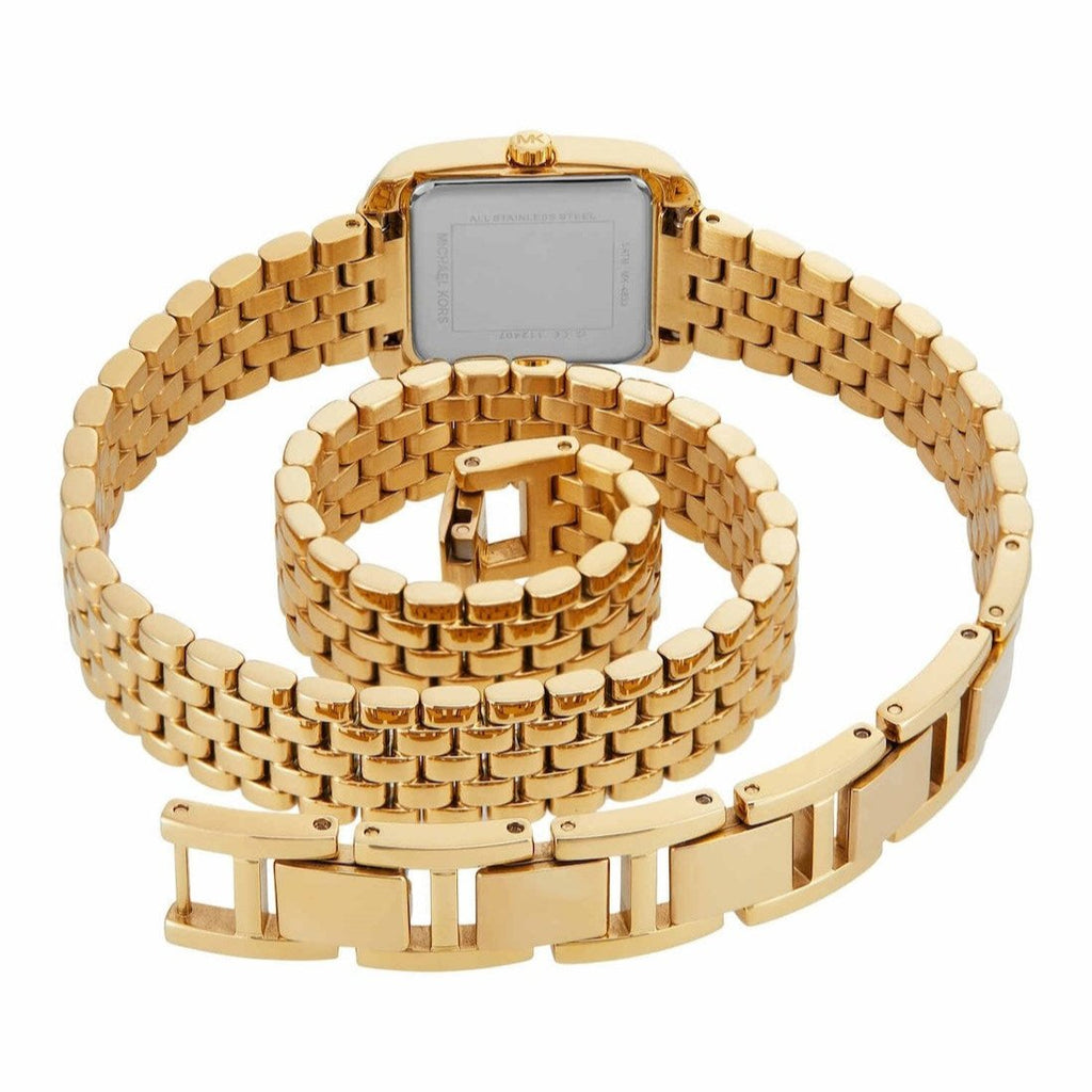 Michael Kors Emery Pave Double Wrap White Dial Gold Steel Strap Watch for Women - MK4833