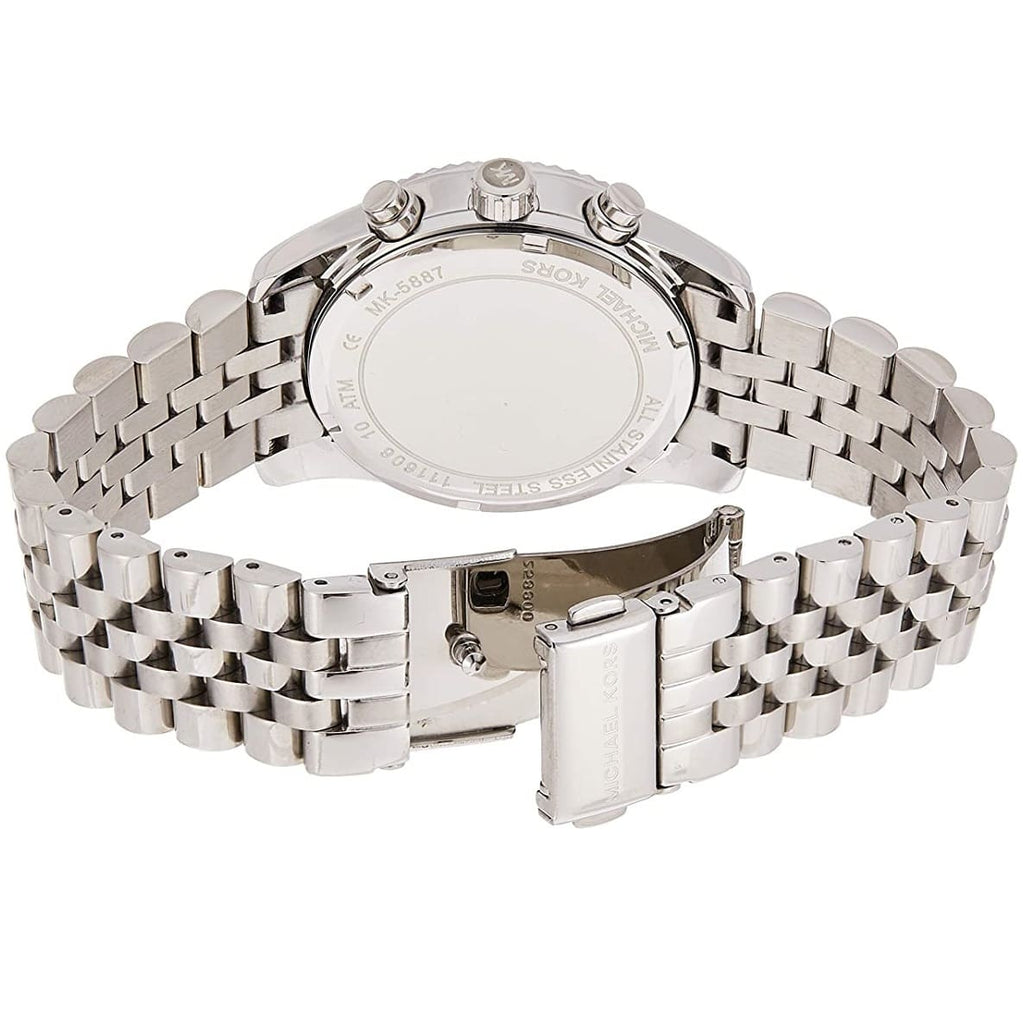 Michael Kors Lexington Silver Dial Silver Steel Strap Watch for Women - MK5555