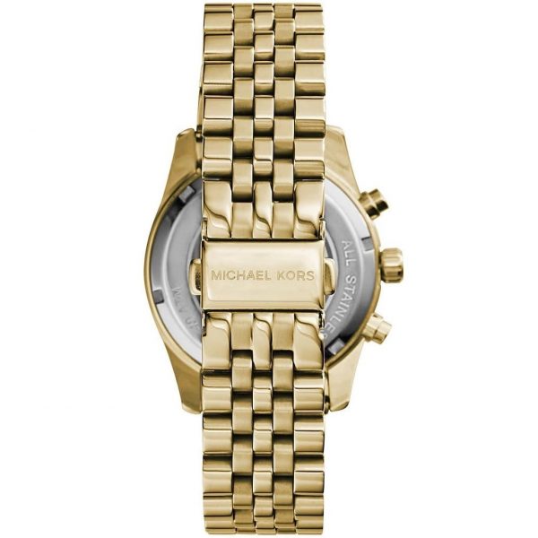 Michael Kors Lexington Chronograph Gold Dial Gold Steel Strap Watch for Women - MK5556