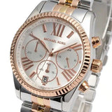 Michael Kors Lexington Chronograph Silver Dial Two Tone Steel Strap Watch for Women - MK5735