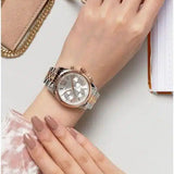 Michael Kors Lexington Chronograph Silver Dial Two Tone Steel Strap Watch for Women - MK5735