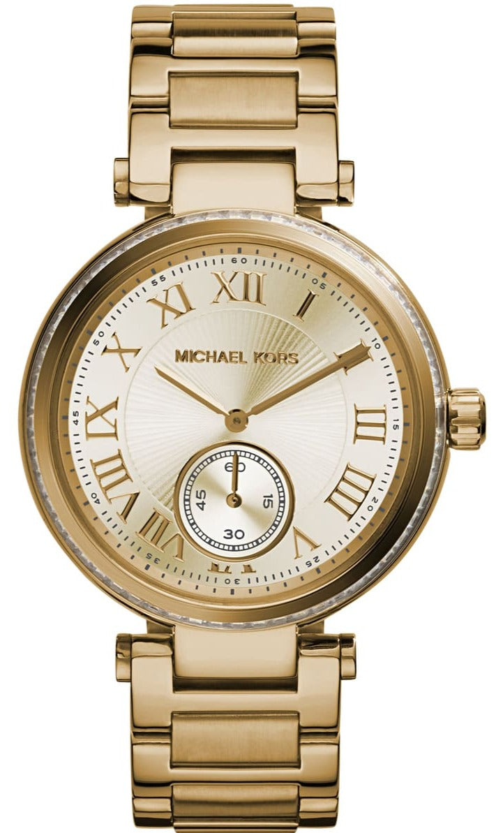 Michael Kors Skylar Gold Dial Gold Steel Strap Watch for  display picture 1
