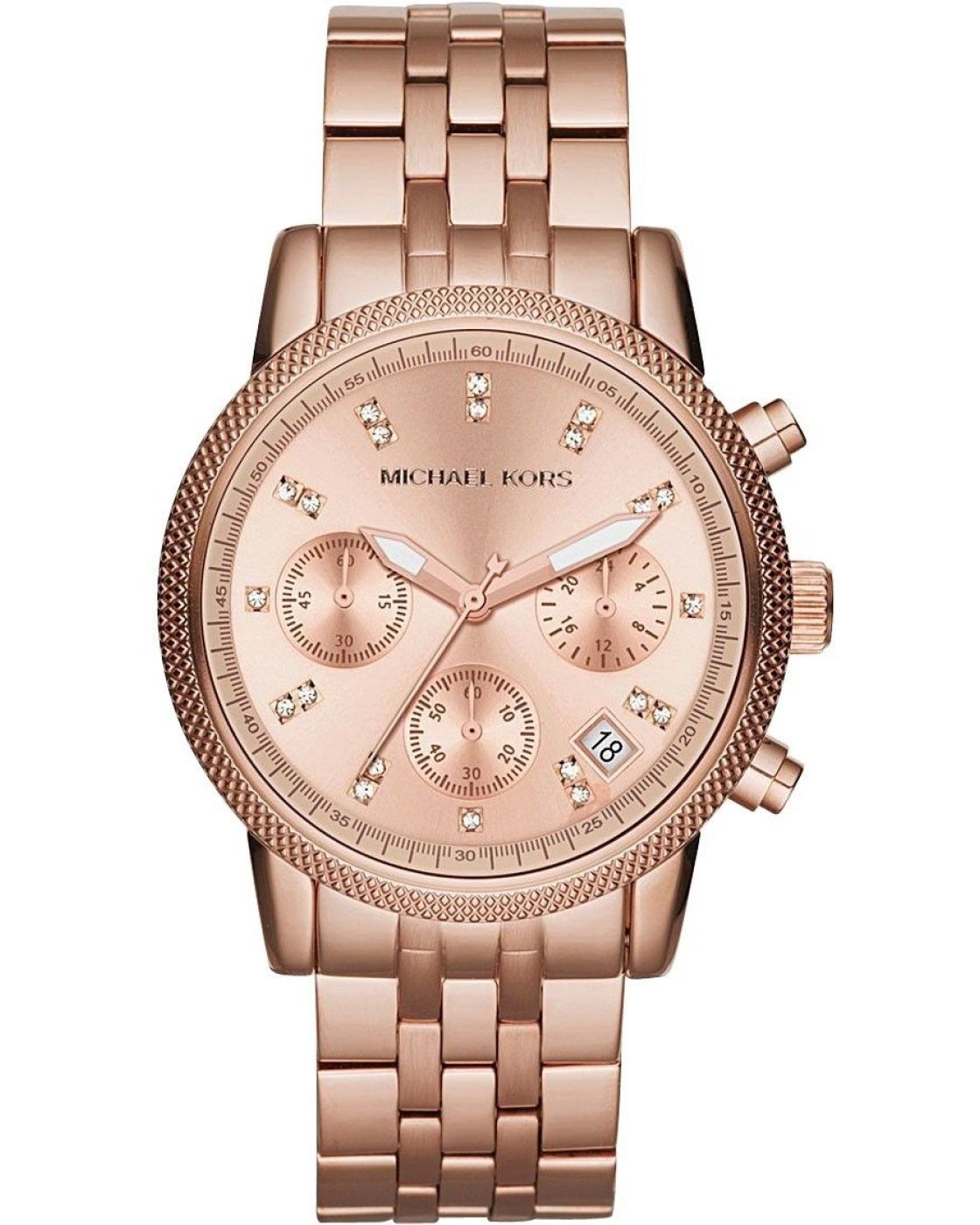 Michael Kors Ritz Chronograph Rose Gold Dial Rose Gold Steel Strap Wat