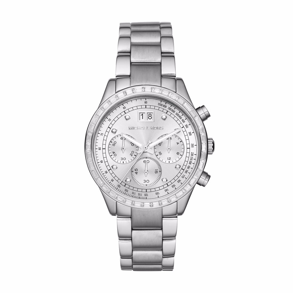 Michael Kors Brinkley Diamonds Silver Dial Silver Steel Strap Watch for Women - MK6186