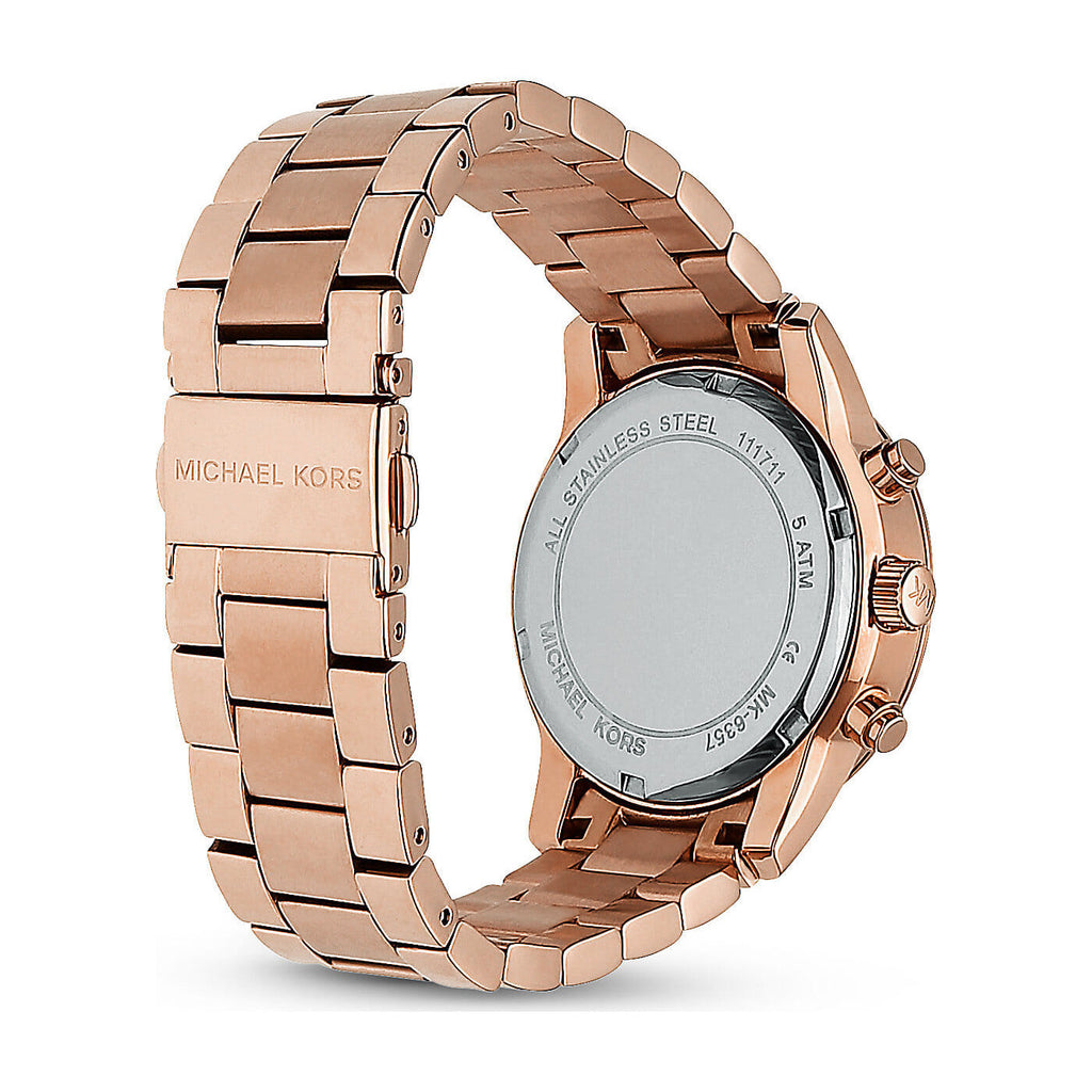 Michael Kors Ritz Chronograph Rose Gold Dial Rose Gold Steel Strap Watch for Women - MK6357