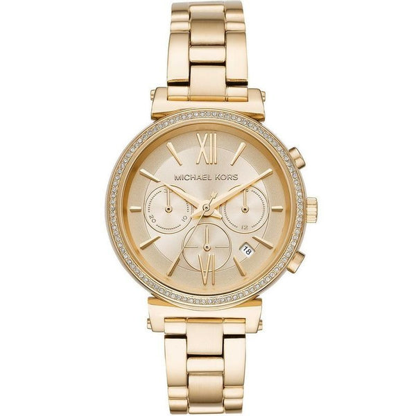 Michael Kors Sofie Chronograph Quartz Gold Dial Gold Steel Strap Watch For Women - MK6559