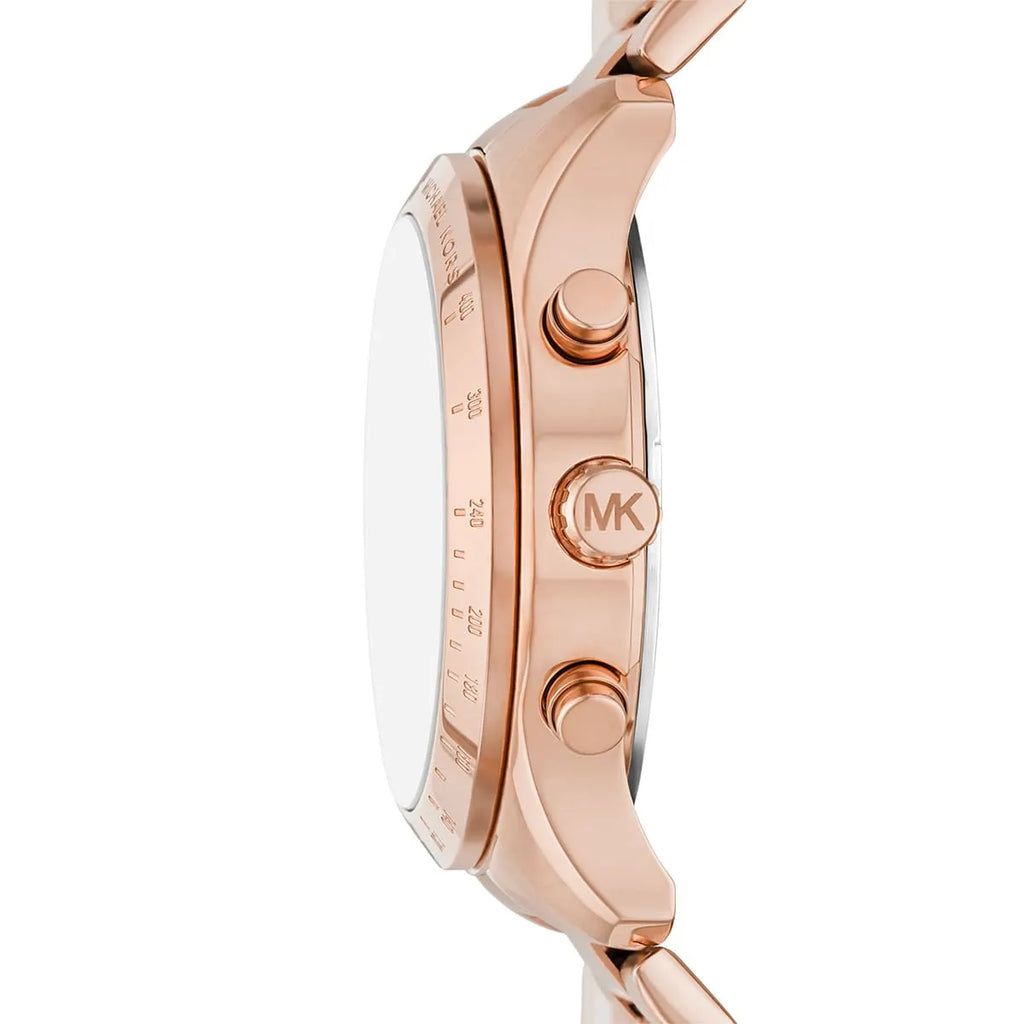 Michael Kors Berkley Chronograph Green Dial Rose Gold Steel Strap Watch For Women - MK7412