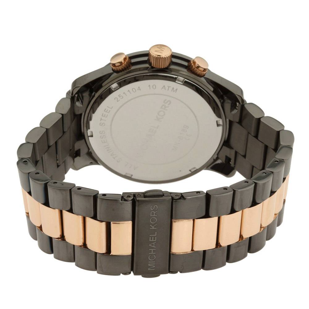 Michael Kors Runway Chronograph Grey Dial Two Tone Steel Strap Unisex Watch - MK8189