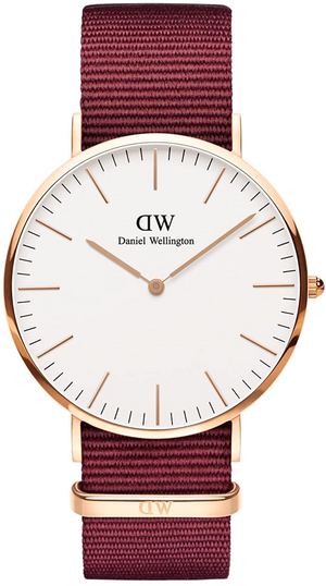 Daniel Wellington Classic Roselyn White Dial Maroon Nylon Strap Watch For Women - DW00100267