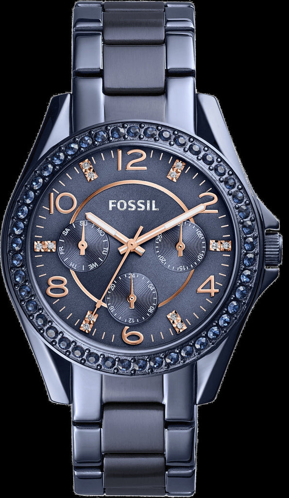 Fossil Riley Quartz Blue Dial Blue Steel Strap Watch for Women - ES4294