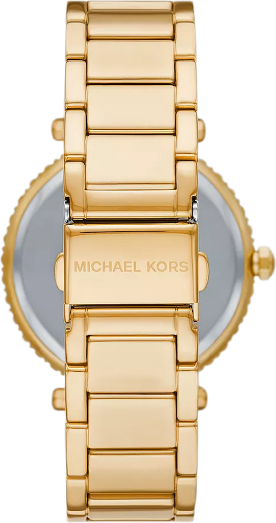 Michael Kors Parker Mother of Pearl White Dial Gold Steel Strap Watch For Women - MK4693