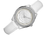 Guess Rosette Analog White Dial White Leather Strap Watch For Women - W75043L1