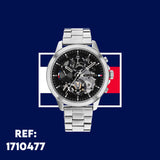 Tommy Hilfiger Henry Chronograph Black Dial Silver Steel Strap Watch For Men - 1710477