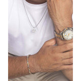 Versace Greca Action Chronograph Quartz Silver Dial Two Tone Steel Strap Watch for Men - VE3J00522