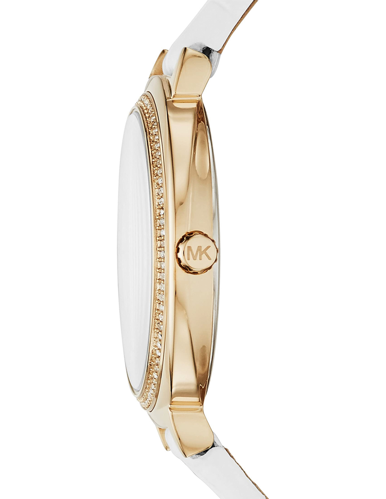 Michael Kors Cinthia Mother of Pearl Dial White Leather Strap Watch for Women - MK2662