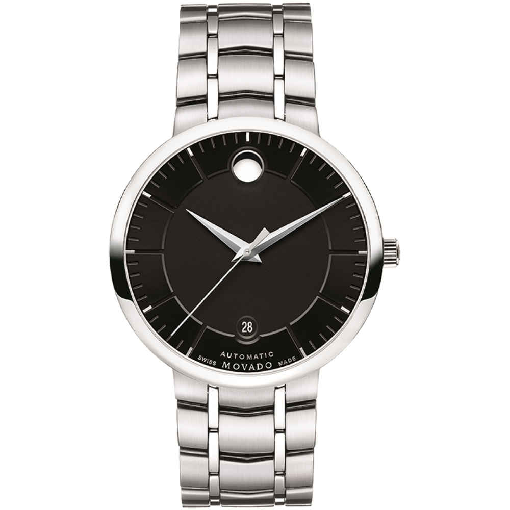 Movado 1881 Automatic Black Dial Silver Steel Strap Watch for Men - 606914