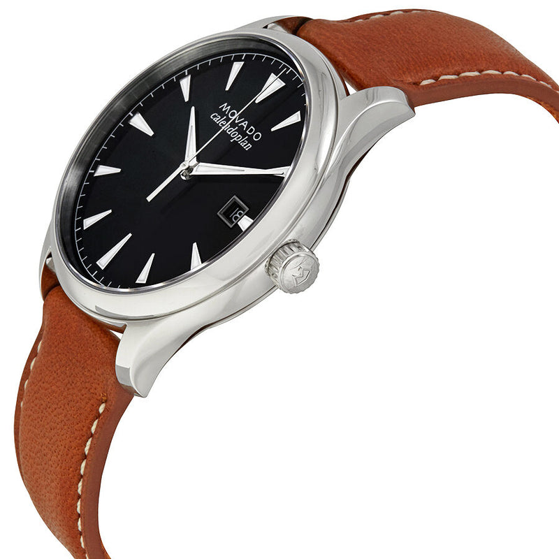 Movado Heritage Calendoplan Black Dial Brown Leather Strap Watch for Men - 3650001