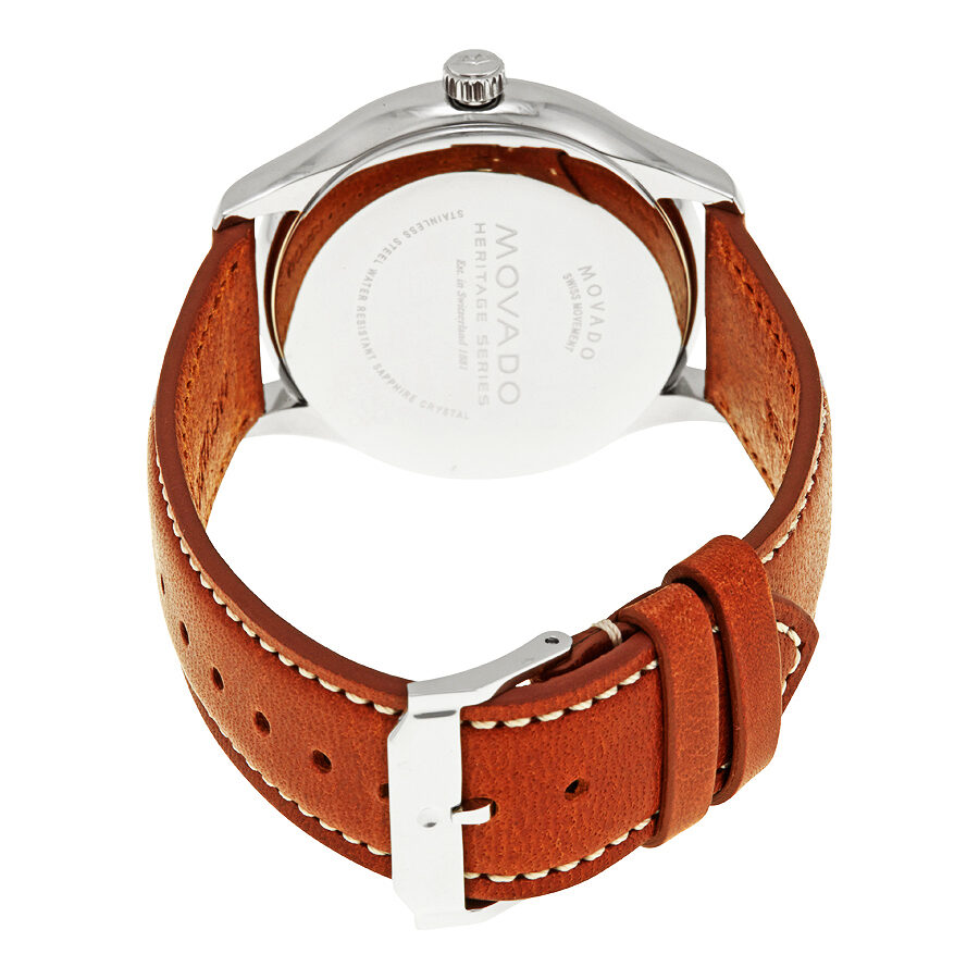 Movado Heritage Calendoplan Black Dial Brown Leather Strap Watch for Men - 3650001