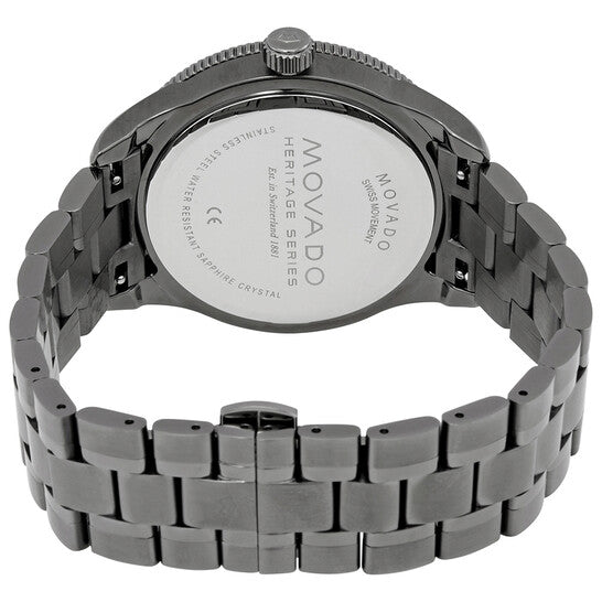 Movado Heritage Calendoplan Black Dial Silver Steel Strap Watch For Men - 3650095