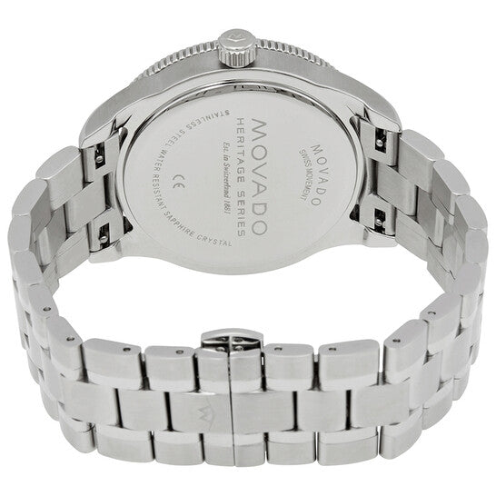 Movado Heritage Calendoplan Blue Dial Silver Steel Strap Watch For Men - 3650094