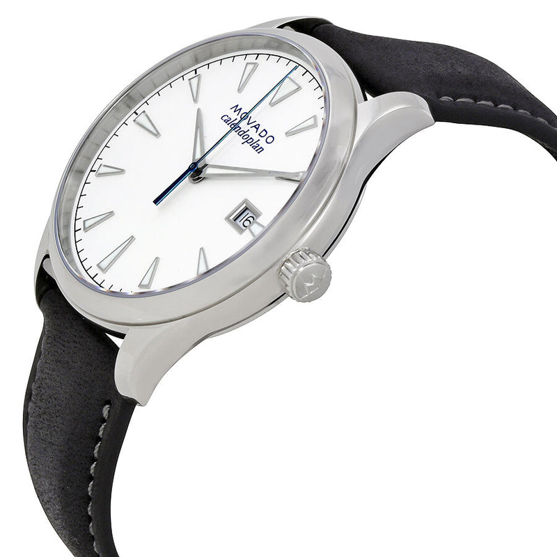 Movado Heritage Calendoplan White Dial Black Leather Strap Watch for Men - 3650002