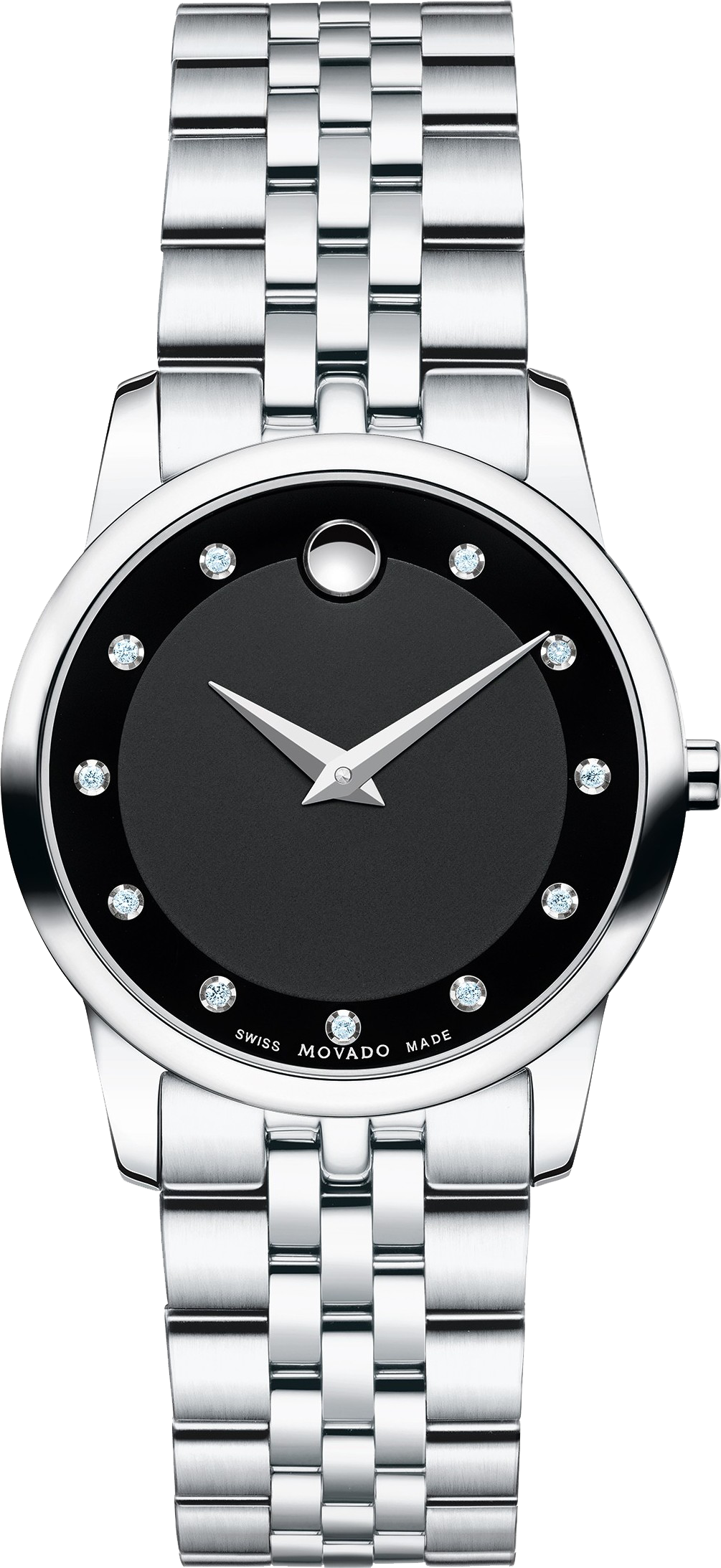 Movado Museum Classic Black Dial Silver Steel Strap Watch  display picture 2