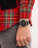 Emporio Armani Lambda Classic Quartz Black Dial Black Leather Strap Watch For Men - AR11020