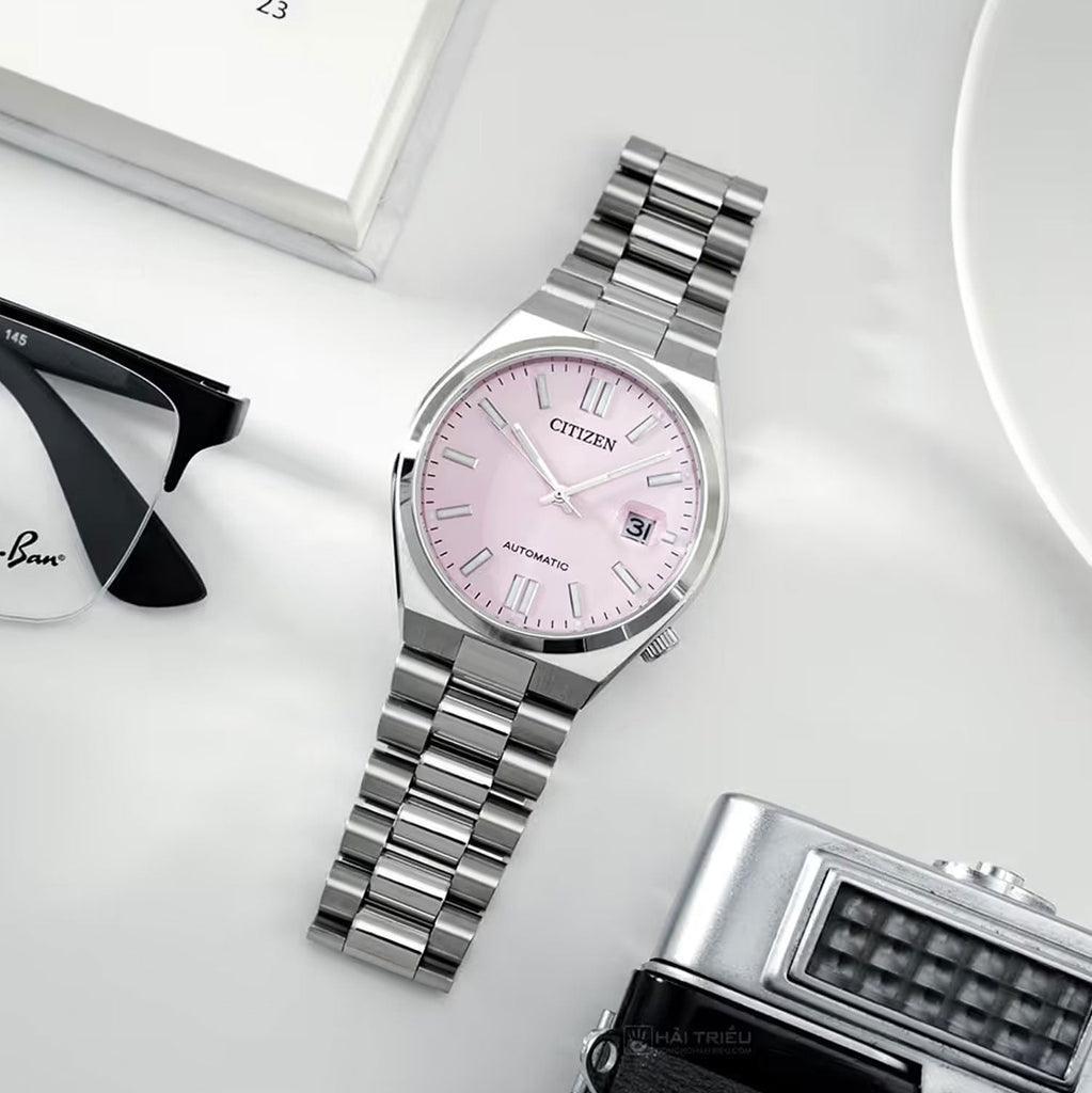 Citizen x Pantone Automatic Dreamy Pink Dial Silver Steel Strap Watch For Men - NJ0158-89X