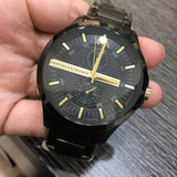 Armani Exchange Hampton Chronograph Black Dial Black Steel Strap Watch For Men - AX2121