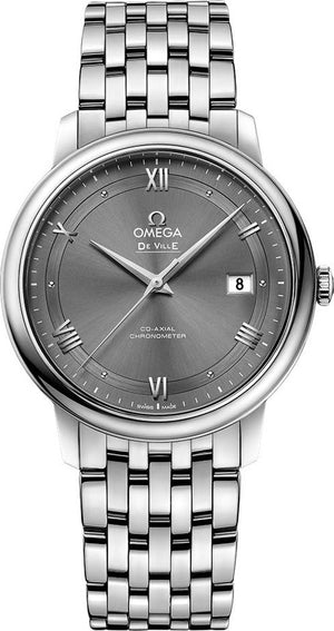 Omega De Ville Prestige Co-Axial Automatic Grey Dial Silver Steel Strap Watch for Men - 424.10.40.20.06.001