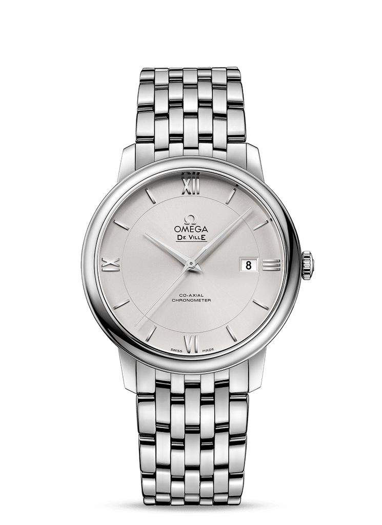 Omega De Ville Prestige Co-Axial Silver Dial Silver Steel Strap Watch for Men - 424.10.40.20.02.003