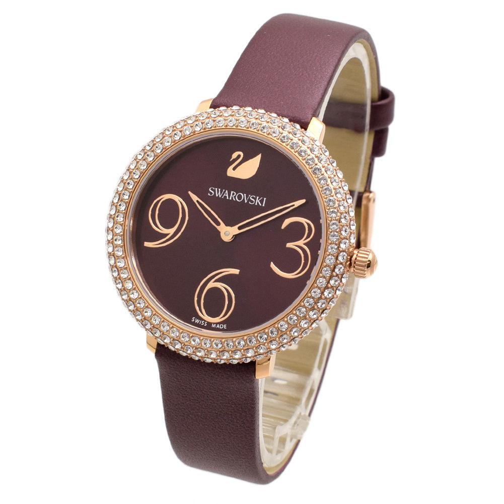Swarovski Crystal Frost Red Dial Red Leather Strap Watch for Women - 5484064