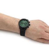 Emporio Armani Mario Chronograph Green Dial Black Steel Strap Watch For Men - AR11472