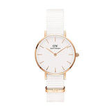 Daniel Wellington Petite Dover Quartz White Dial White NATO Strap Watch For Women - DW001000313