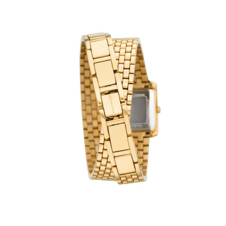 Michael Kors Emery Pave Double Wrap White Dial Gold Steel Strap Watch for Women - MK4833