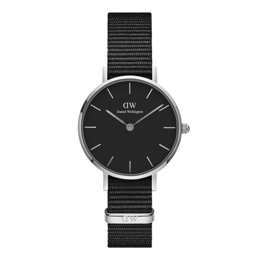 Daniel Wellington Petite Cornwall Black Dial Black Nylon Strap Watch For Women - DW00100248