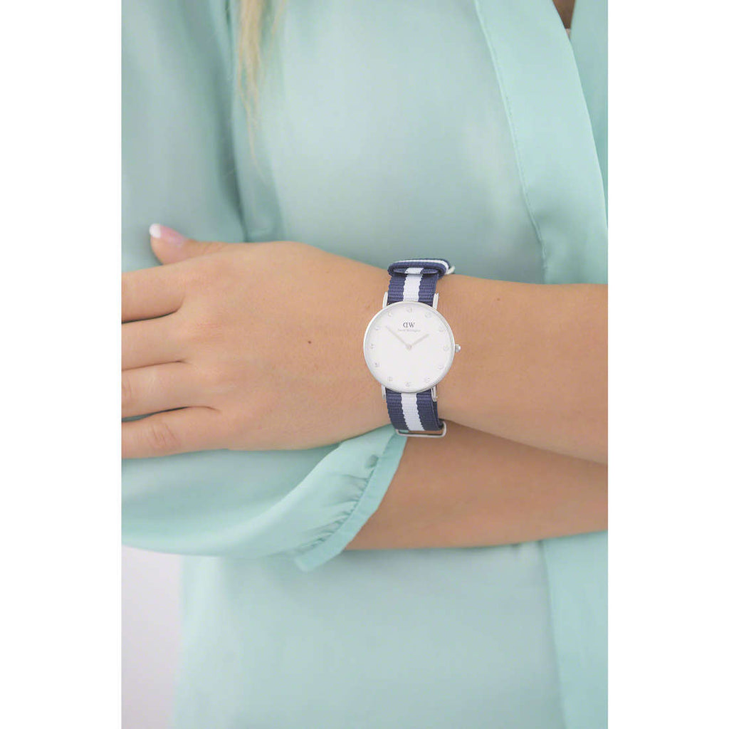 Daniel Wellington Classy Glasgow White Dial Two Tone Nylon Strap Watch For Women - DW00100082