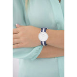 Daniel Wellington Classy Glasgow White Dial Two Tone Nylon Strap Watch For Women - DW00100082