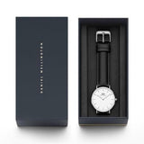 Daniel Wellington Classic Sheffield White Dial Black Leather Strap Watch For Women - DW00100053