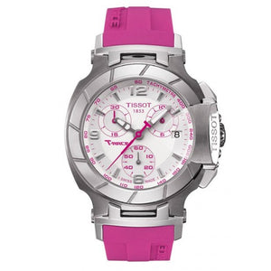 Tissot T Race Chronograph White Dial Pink Rubber Strap Watch for Women - T048.217.17.017.01