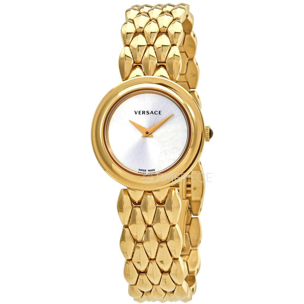 Versace V-Flare Quartz Silver Dial Gold Steel Strap Watch for Women - VEBN00718