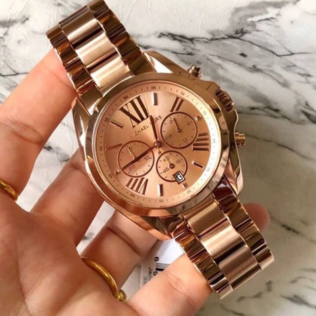 Michael Kors Bradshaw Rose Gold Dial Rose Gold Steel Strap Watch for Women - MK5503