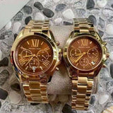 Michael Kors Bradshaw Brown Dial Gold Steel Strap Watch for Women - MK5502