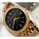 Mhichael Kors Darci Black Dial Rose Gold Steel Strap Watch for Women - MK3402