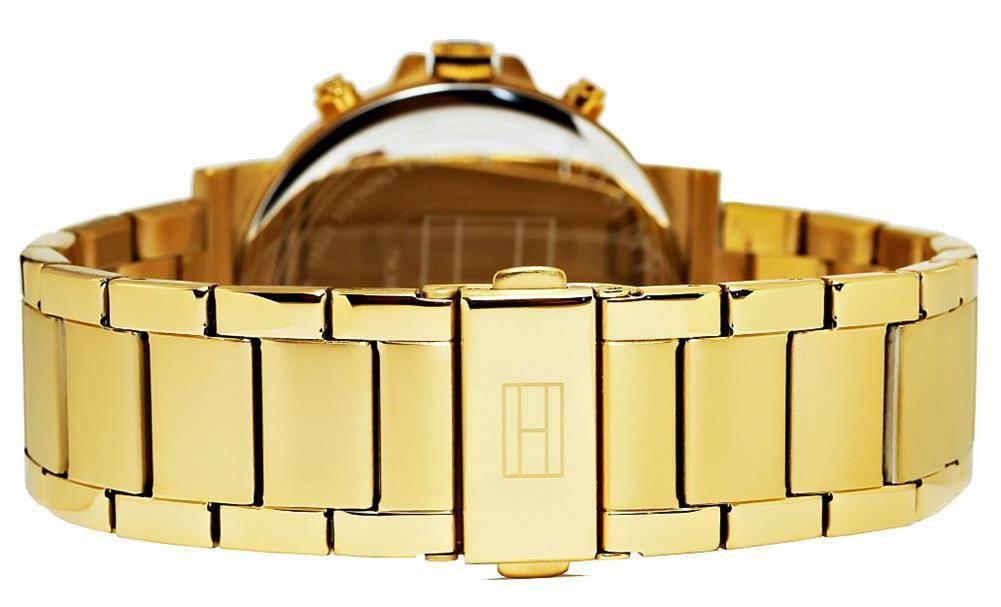 Tommy Hilfiger Daniel Chronograph Blue Dial Gold Steel Strap Watch for Men - 1710384