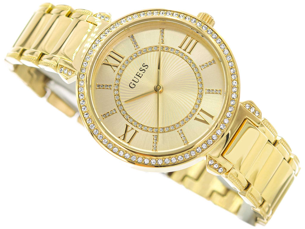 Guess Montage Quartz Gold Dial Gold Steel Strap Watch For Women - GW0588L1