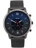 Fossil Neutra Chronograph Blue Dial Silver Mesh Bracelet Watch for Men - FS5383